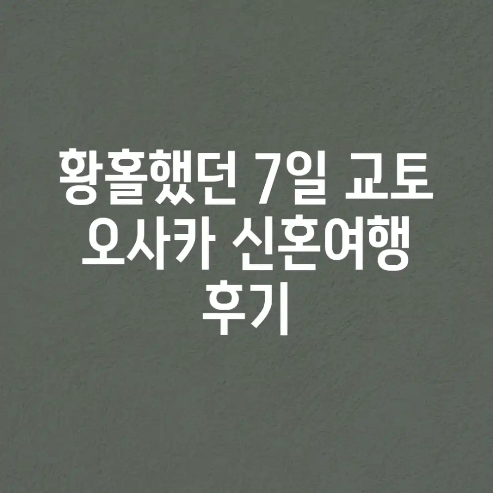 황홀했던 7일! 교토, 오사카 신혼여행 후기