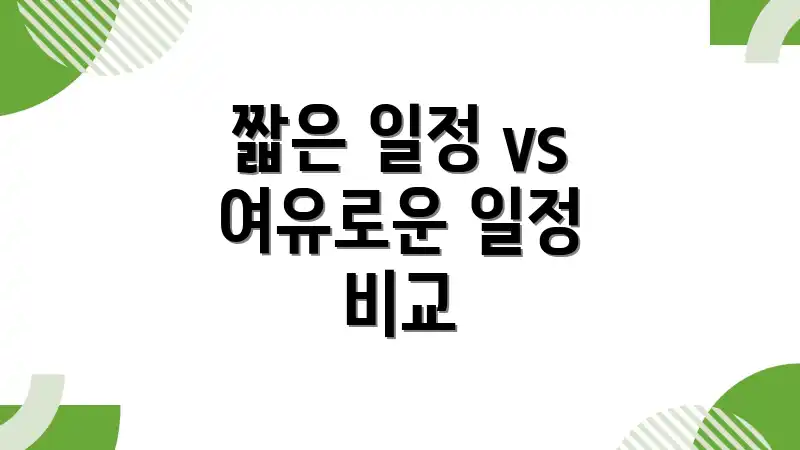 짧은 일정 vs 여유로운 일정 비교