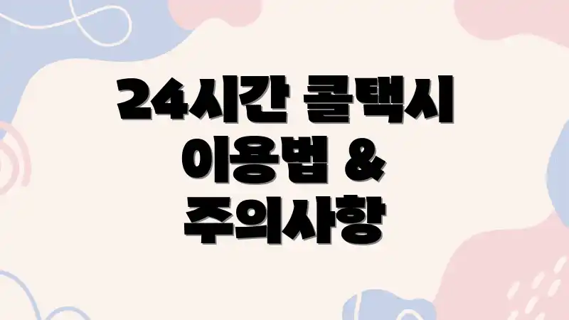 24시간 콜택시 이용법 & 주의사항