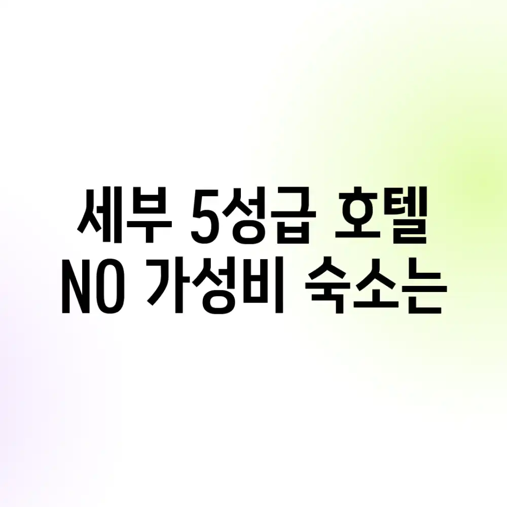 세부 5성급 호텔? NO! 가성비 숙소는?