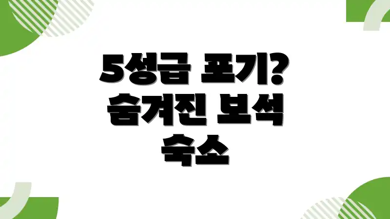 5성급 포기? 숨겨진 보석 숙소