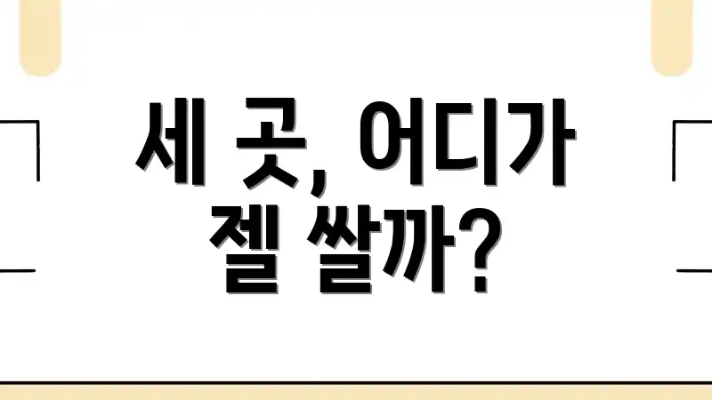 세 곳, 어디가 젤 쌀까?