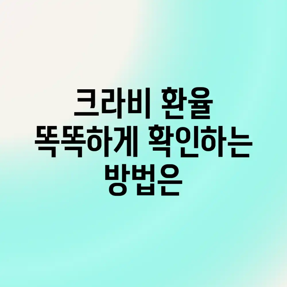 크라비 환율, 똑똑하게 확인하는 방법은?