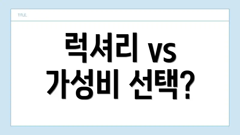 럭셔리 vs 가성비 선택?