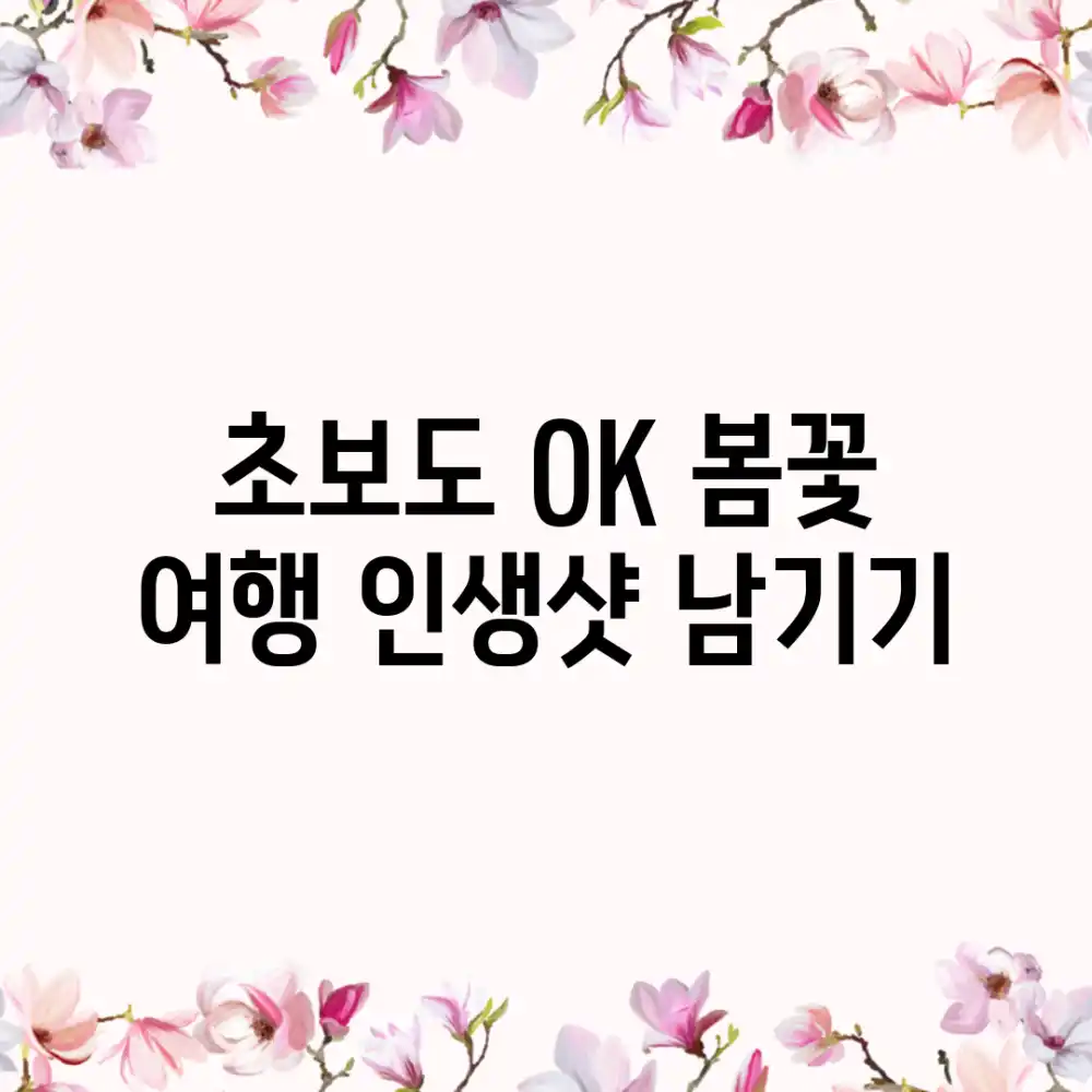 초보도 OK! 봄꽃 여행, 인생샷 남기기🌸