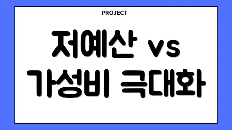 저예산 vs 가성비 극대화