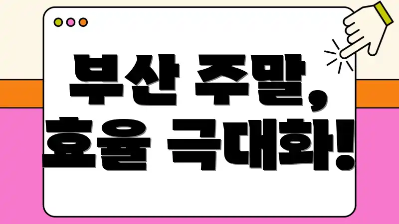 부산 주말, 효율 극대화!