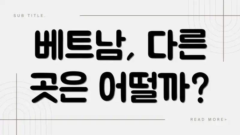 베트남, 다른 곳은 어떨까?