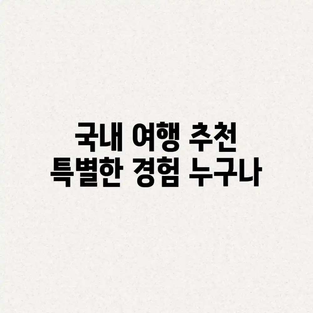 국내 여행 추천: 특별한 경험, 누구나!
