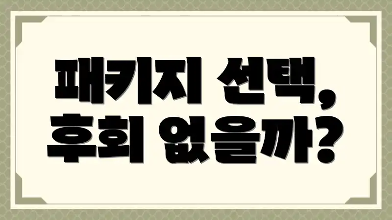 패키지 선택, 후회 없을까?