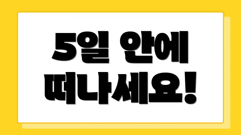 5일 안에 떠나세요!