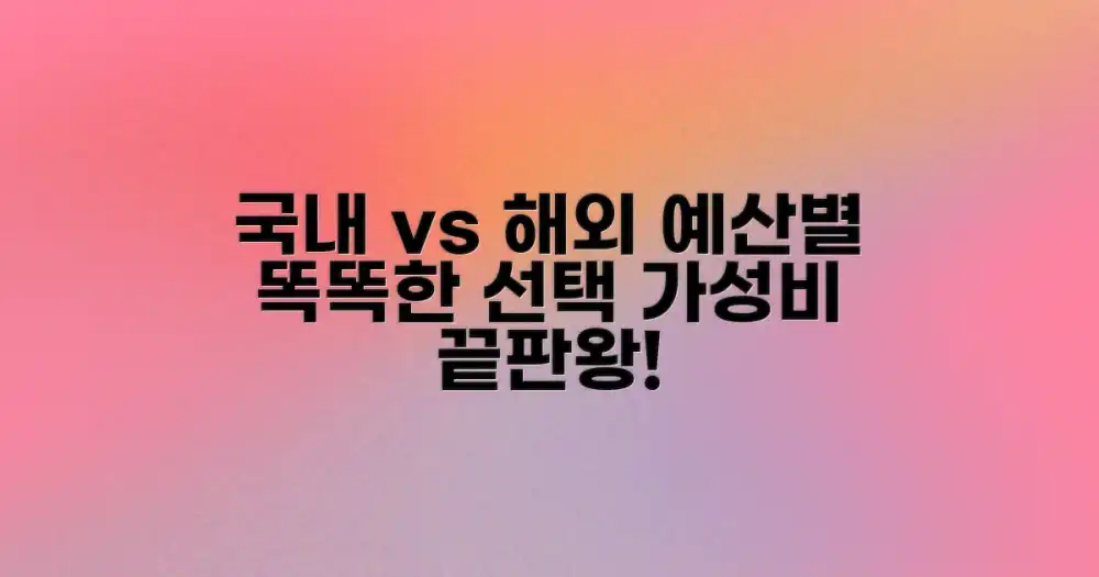 국내 vs 해외: 예산별 현명한 선택