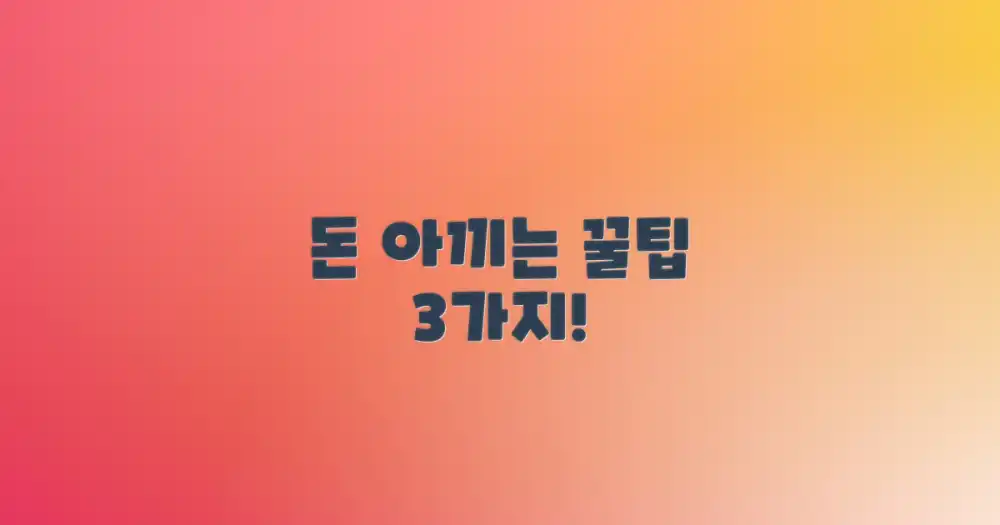 비용 절약을 위한 3가지 팁