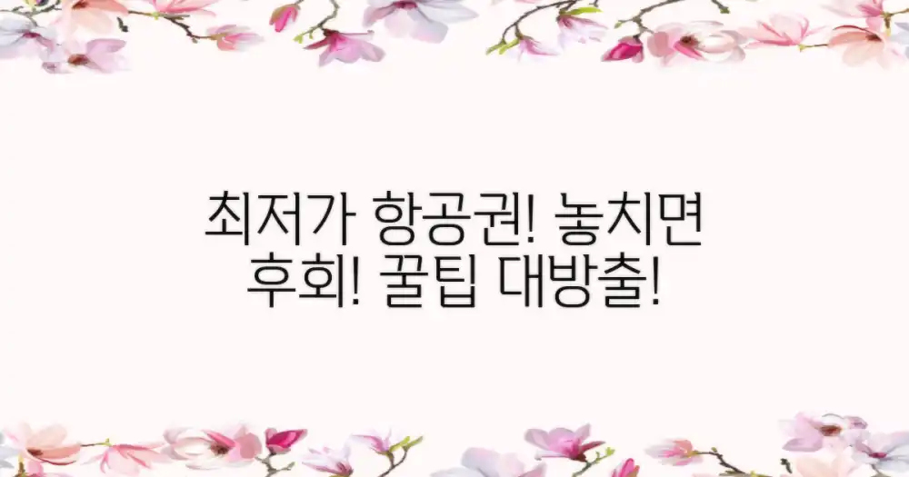 최저가 항공편, 놓치지 않는 법