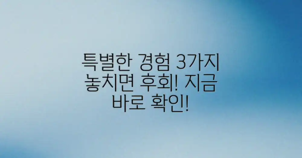 3가지 특별한 체험